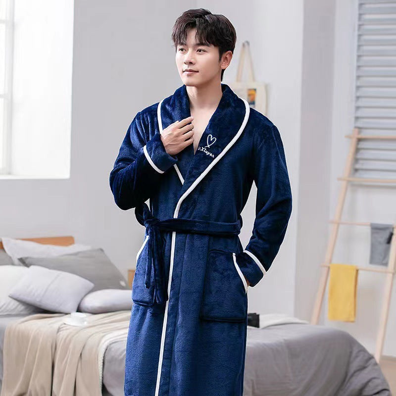 Men's Plush Oversize Flannel Bathrobe