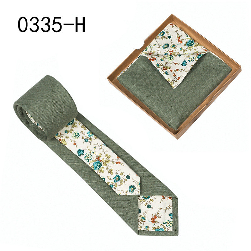 Floral Cotton Necktie & Pocket Square Set