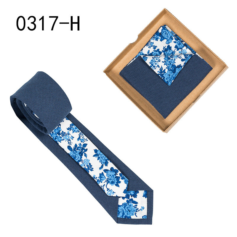 Floral Cotton Necktie & Pocket Square Set