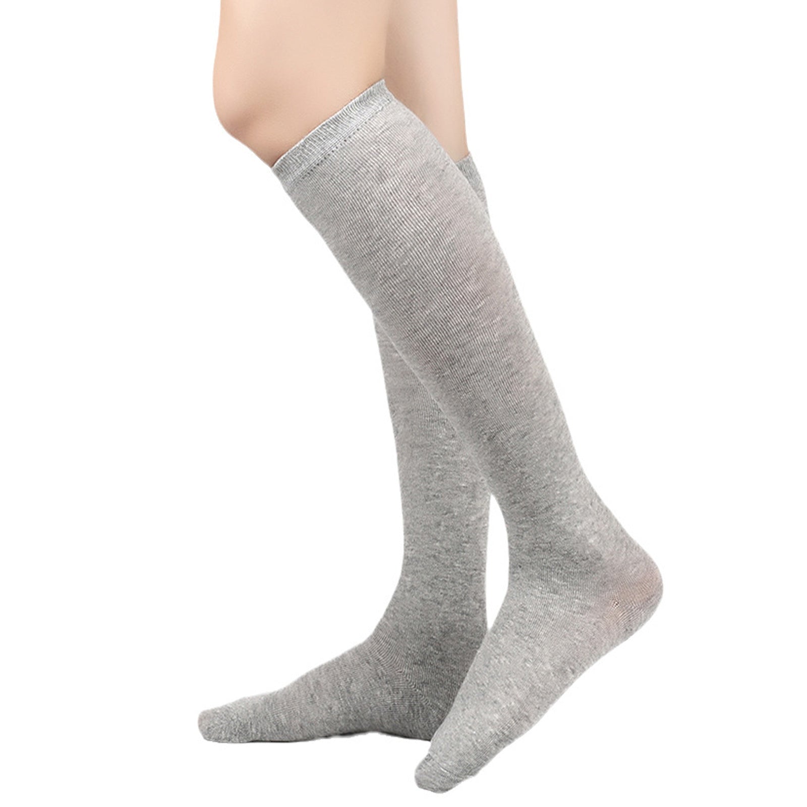Black Striped Cotton Knee-High Socks