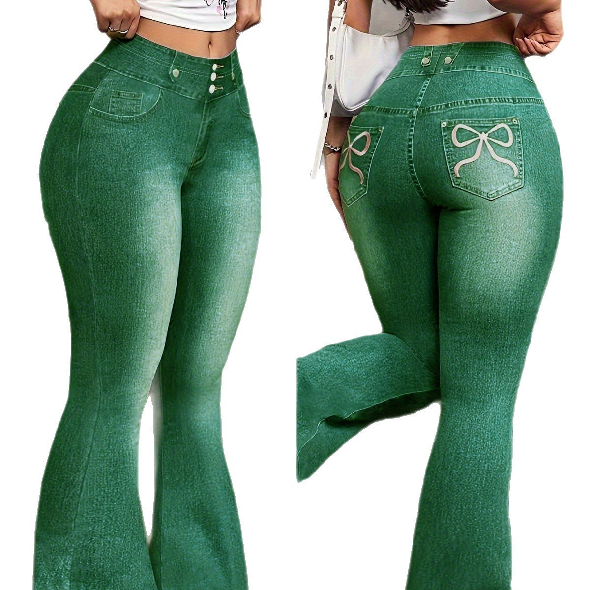 Women's Faux Denim Butterfly Print Jeans