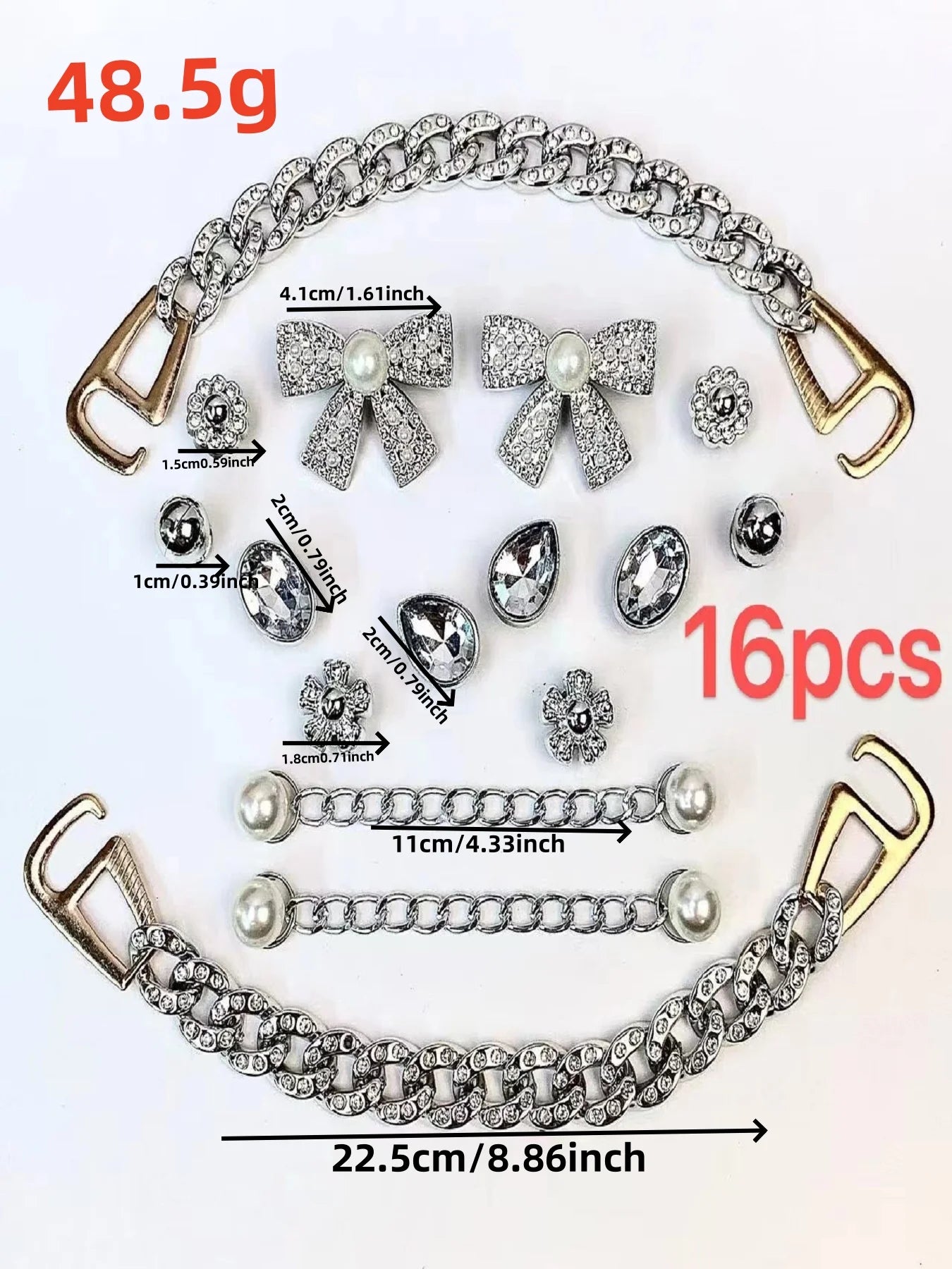 Silver Butterfly-Knot Shoe Charm Set