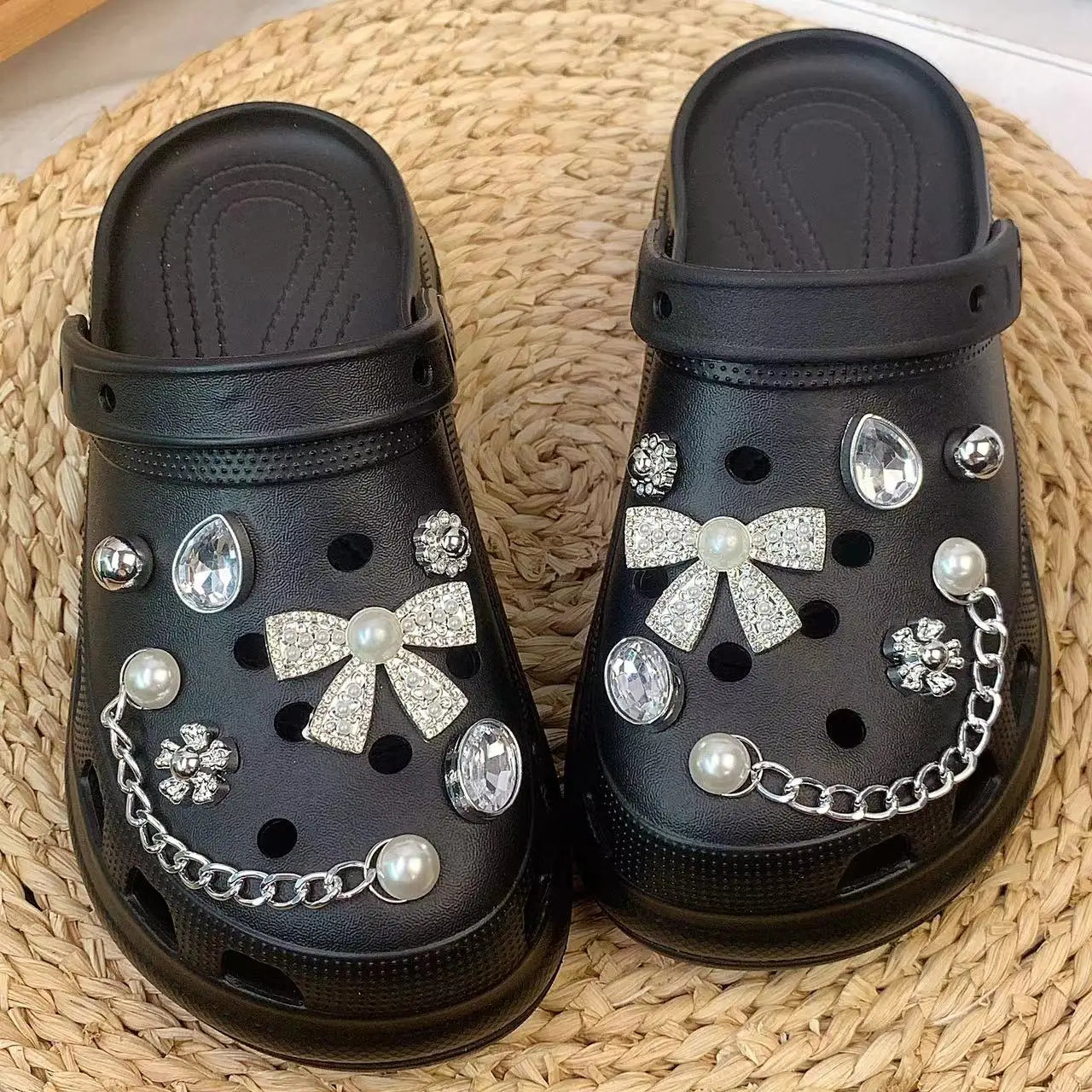 Silver Butterfly-Knot Shoe Charm Set