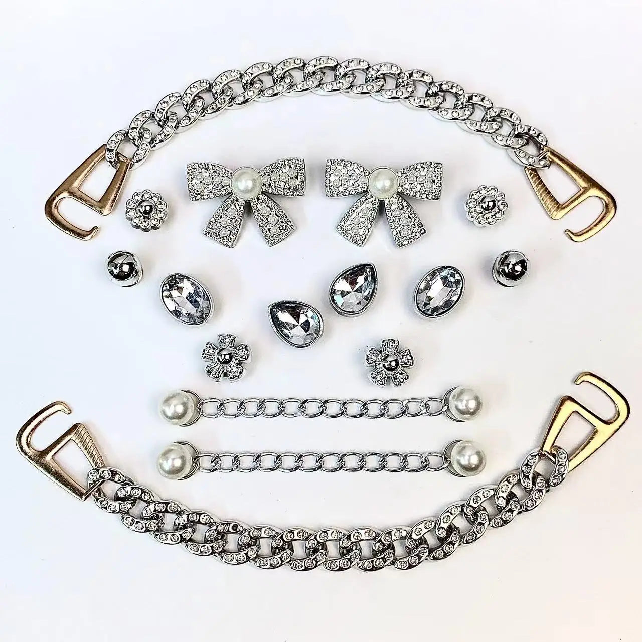 Silver Butterfly-Knot Shoe Charm Set