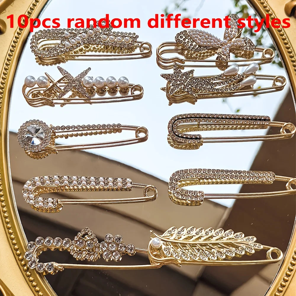 10pc Multifunctional Brooch & Scarf Clip Set