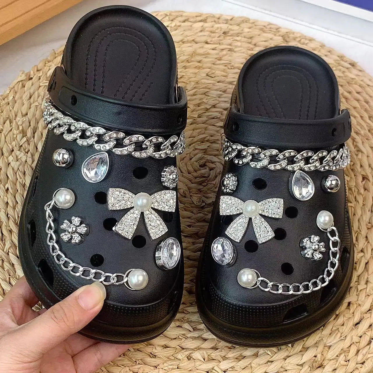 Silver Butterfly-Knot Shoe Charm Set