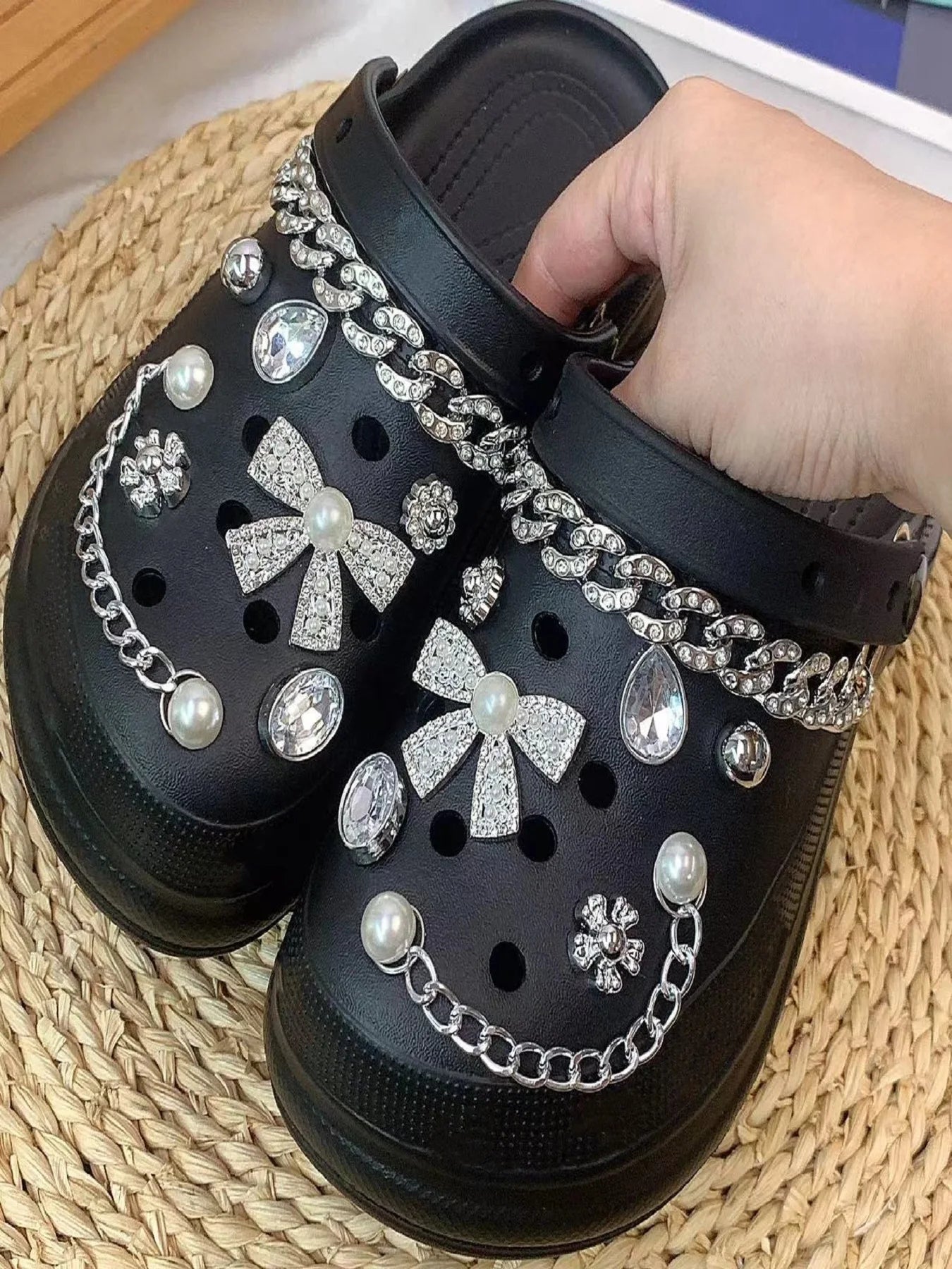 Silver Butterfly-Knot Shoe Charm Set