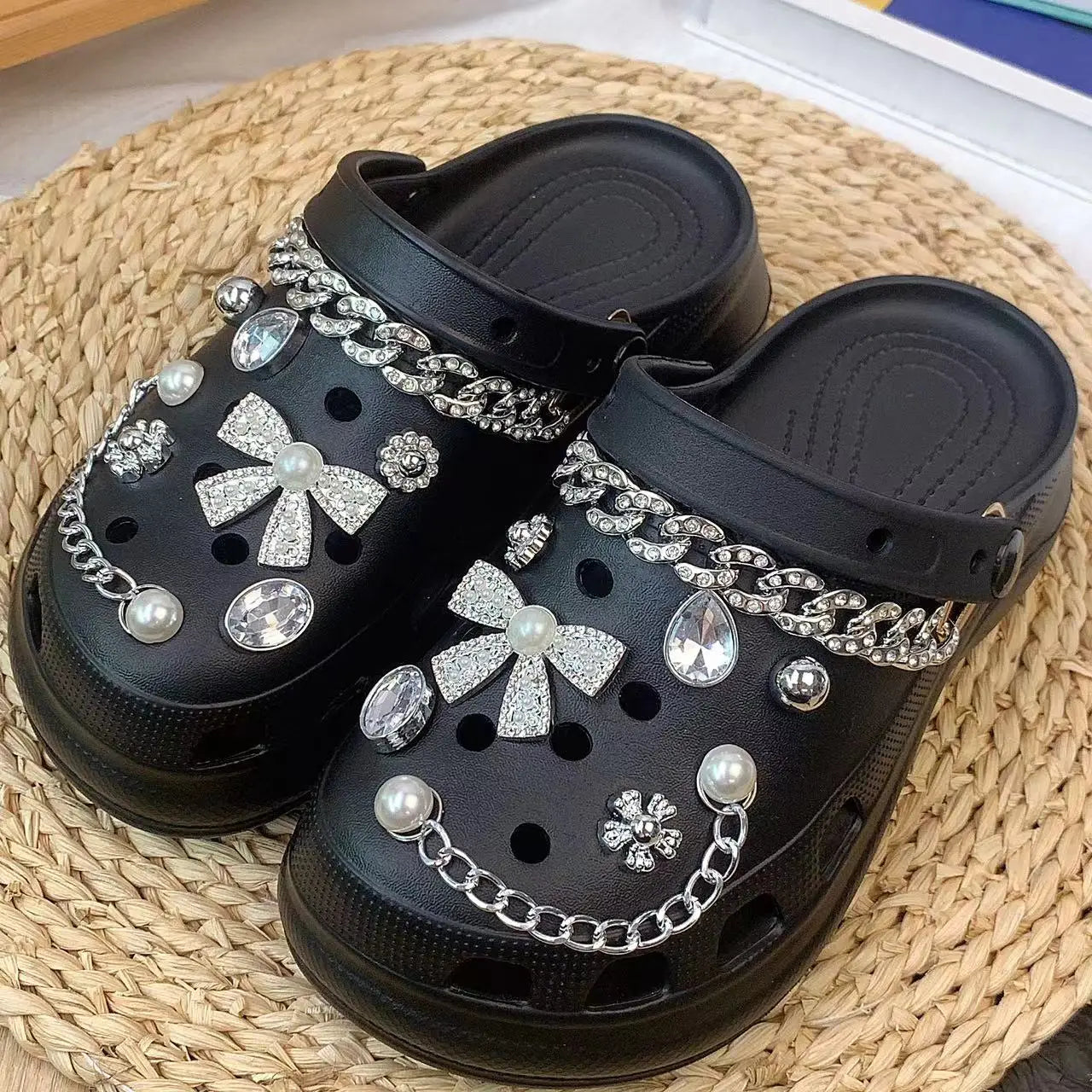 Silver Butterfly-Knot Shoe Charm Set