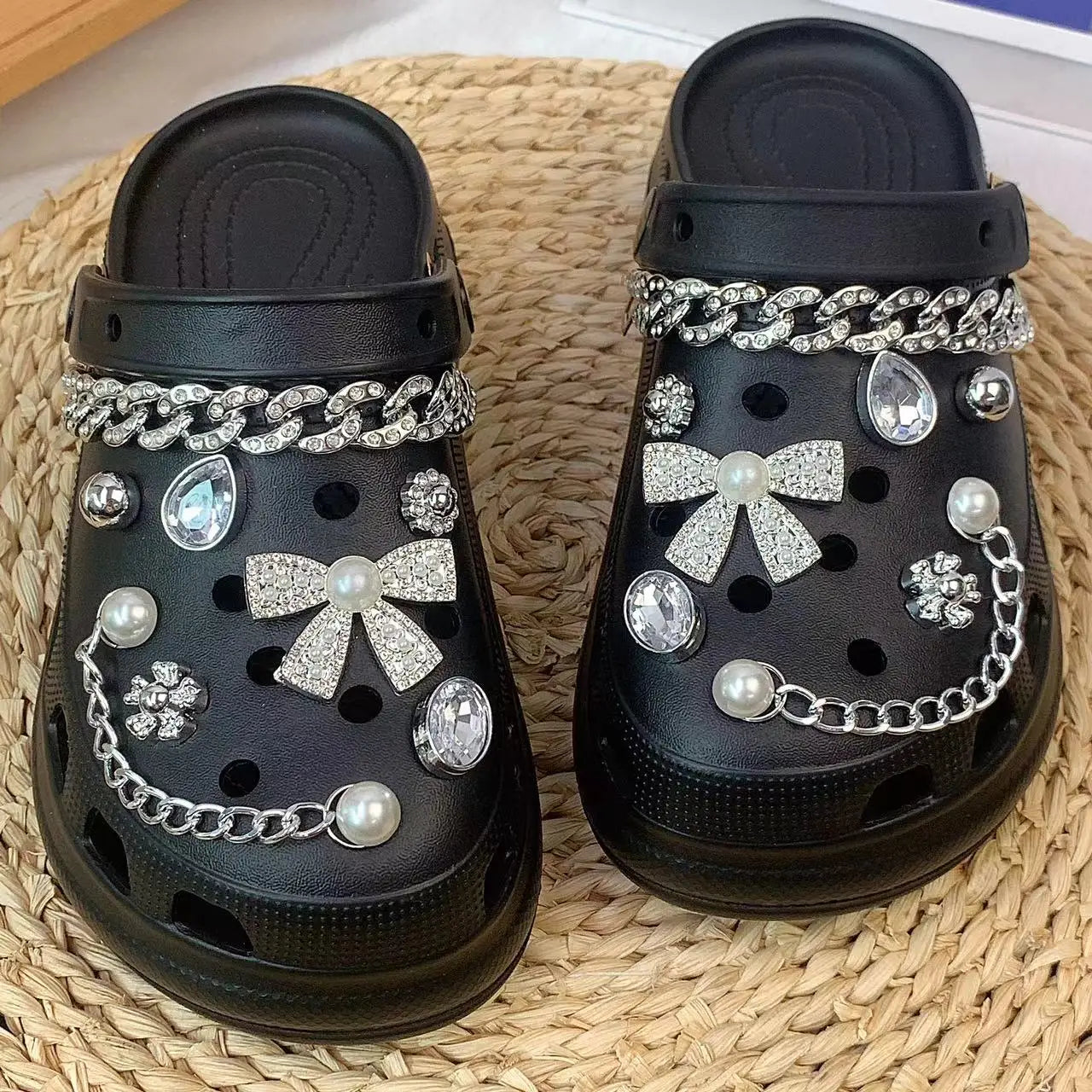 Silver Butterfly-Knot Shoe Charm Set