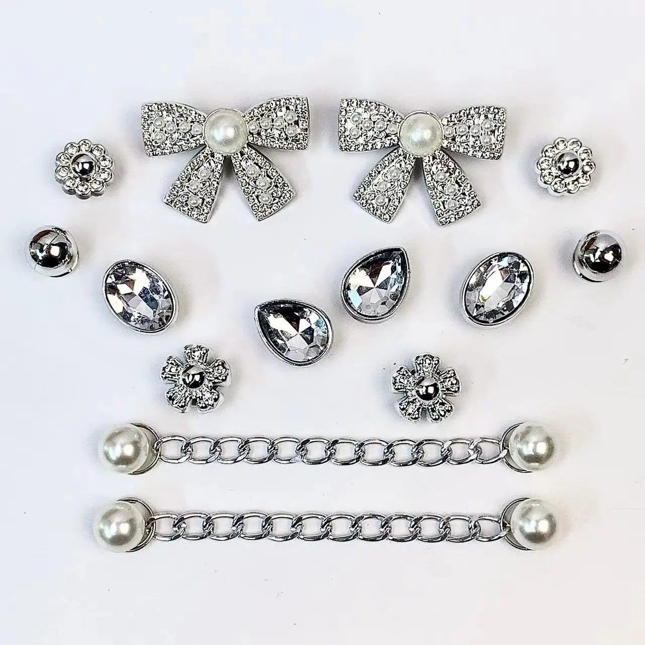 Silver Butterfly-Knot Shoe Charm Set