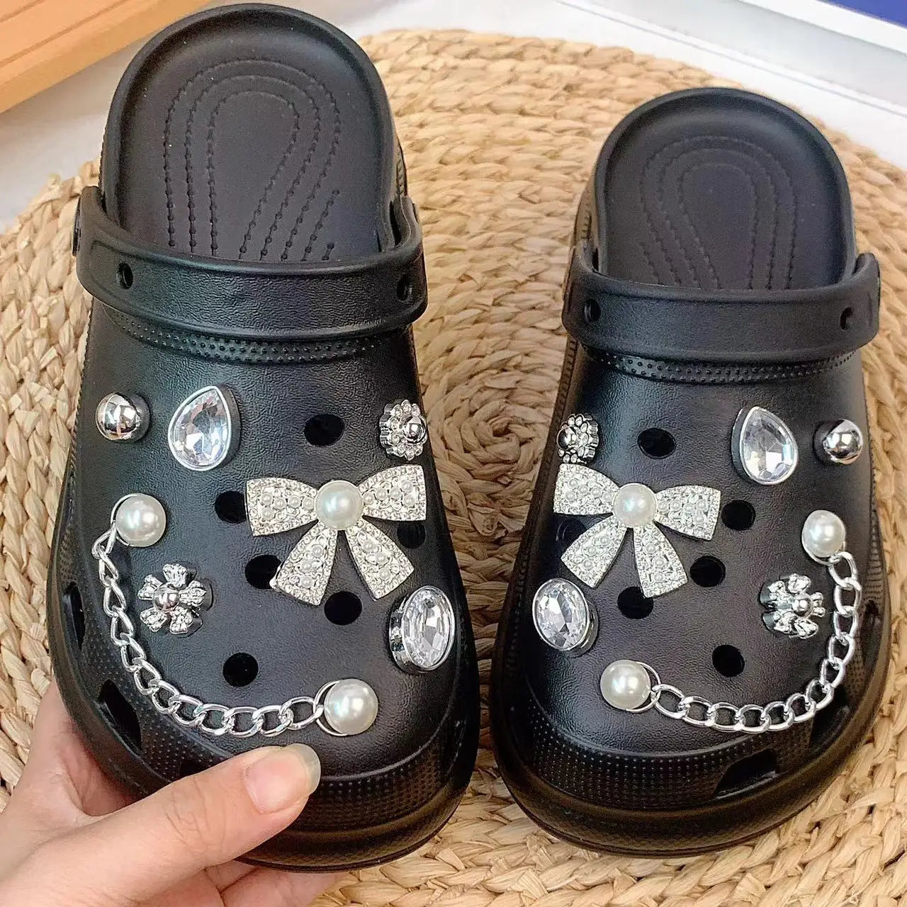 Silver Butterfly-Knot Shoe Charm Set