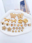24 pieces of golden fashion (butterfly, bow, flower, bee, star rabbit head) accessories - easy-to-install detachable DIY accesso