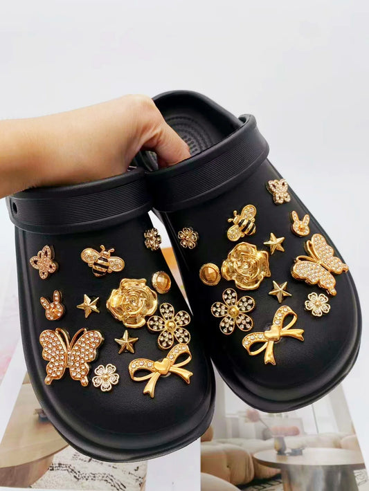 24 pieces of golden fashion (butterfly, bow, flower, bee, star rabbit head) accessories - easy-to-install detachable DIY accesso