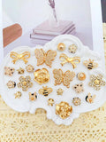 24 pieces of golden fashion (butterfly, bow, flower, bee, star rabbit head) accessories - easy-to-install detachable DIY accesso