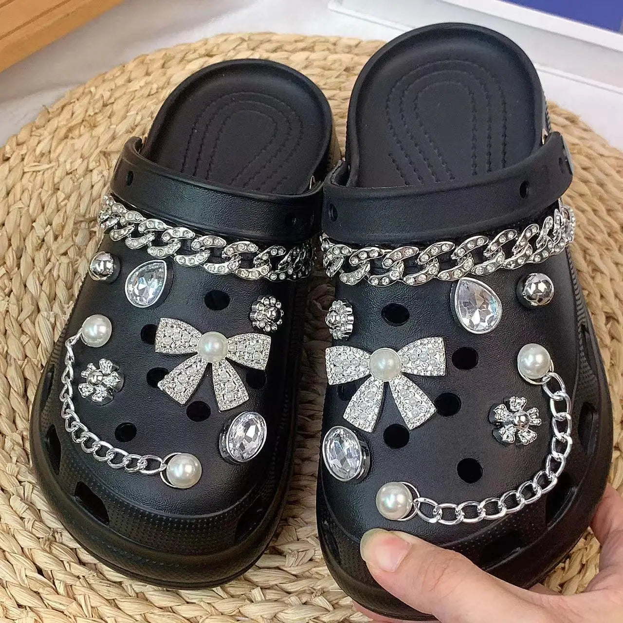 Silver Butterfly-Knot Shoe Charm Set