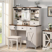 42in Farmhouse Vanity Set with Sliding Mirror & Stool