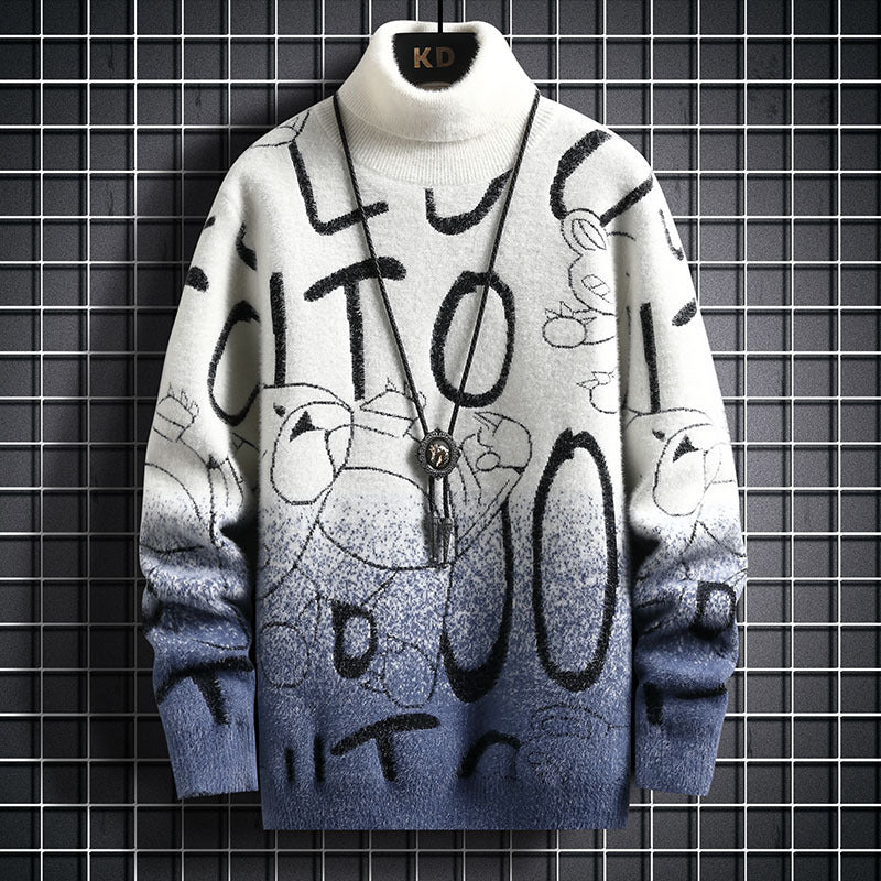 Men's Gradient Fleece Turtleneck Sweater