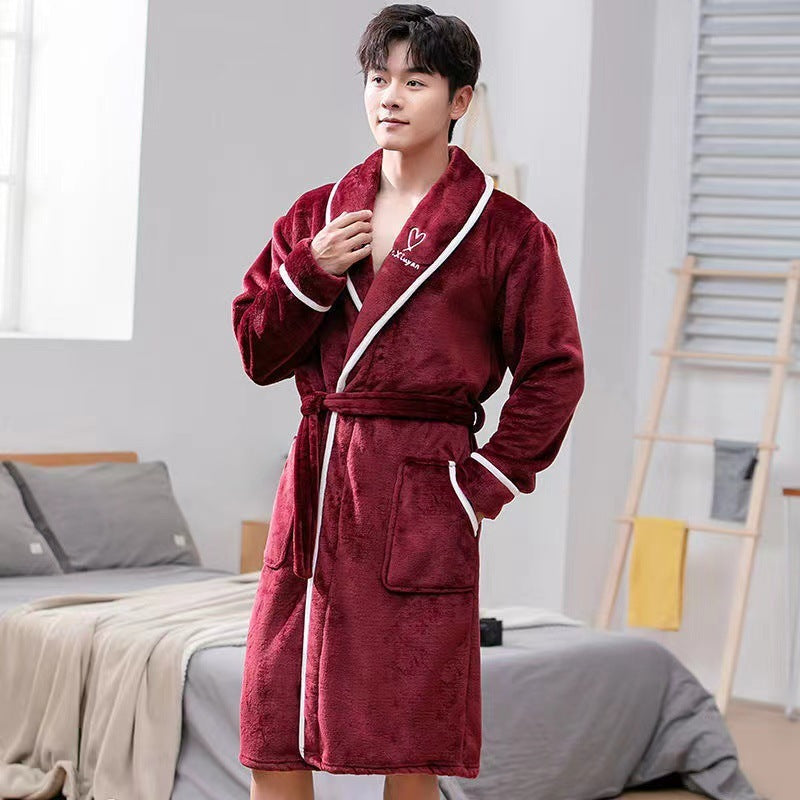 Men's Plush Oversize Flannel Bathrobe