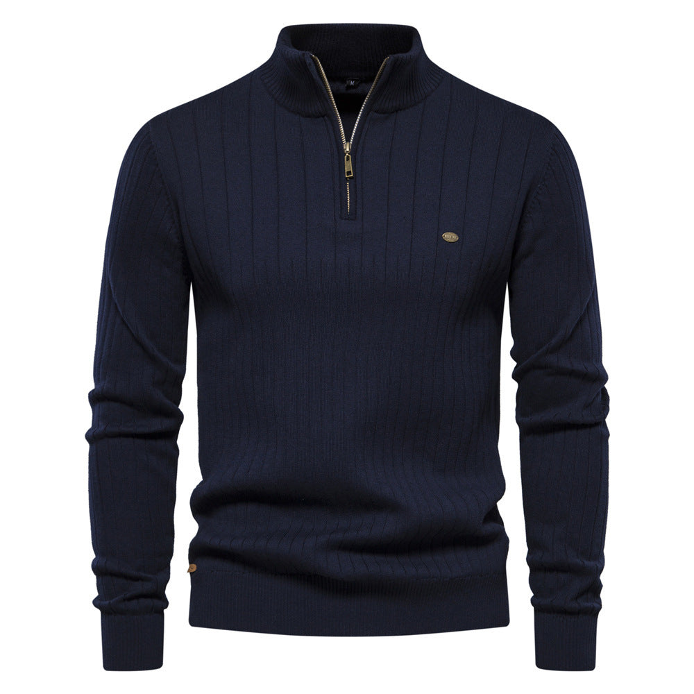 Men's Half-Zip Stand Collar Knit Sweater