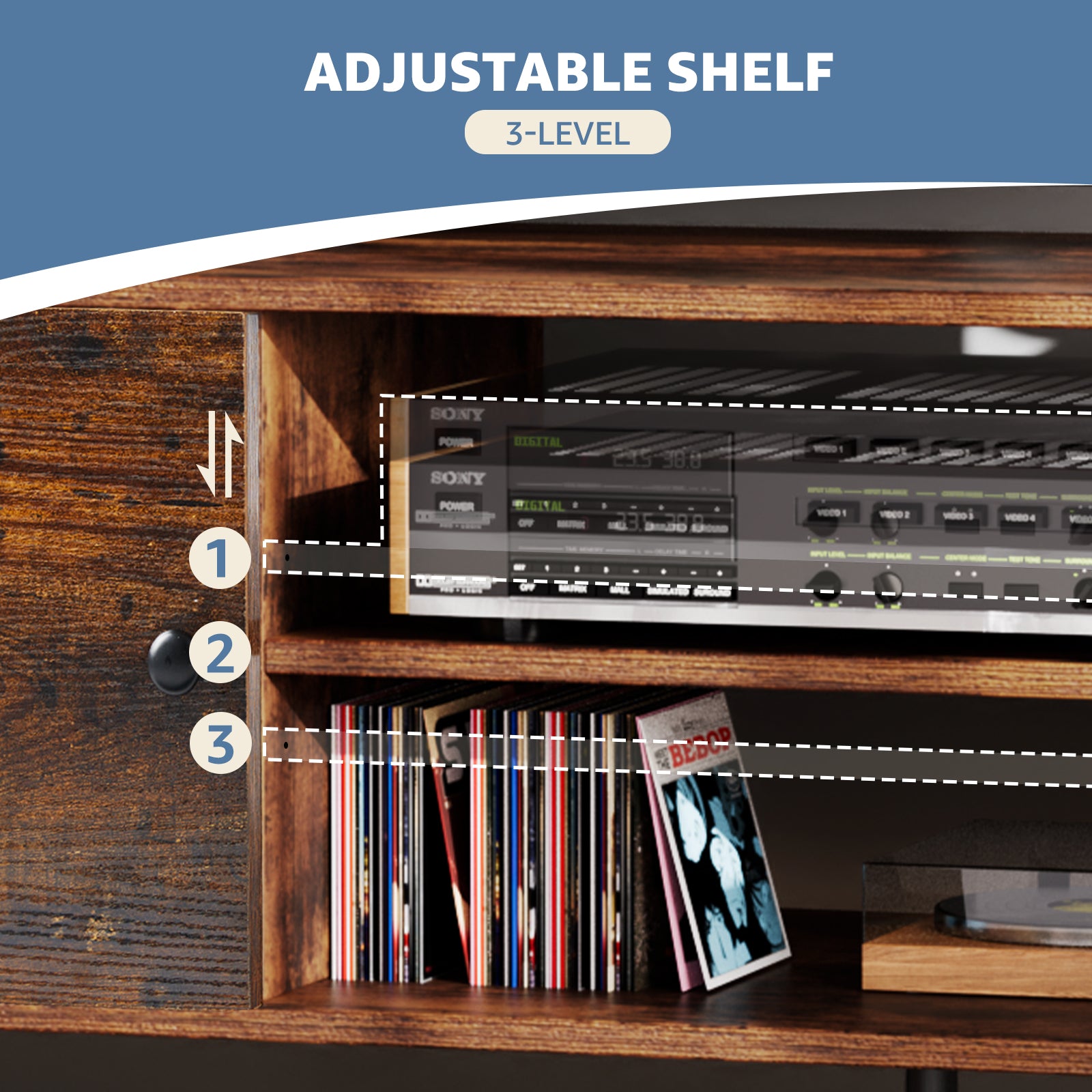 Black Panel TV Cabinet with Storage