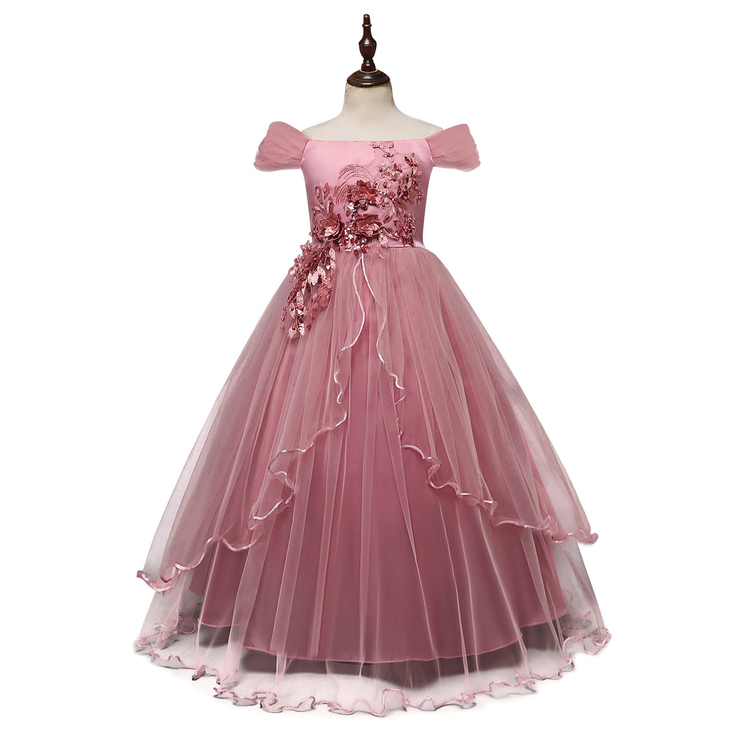 One-Shoulder Princess Flower Dress