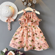 Girls Bohemian Leaf Chiffon Dress