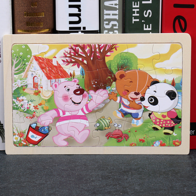 80pc Wooden Animal Puzzle Toy Set