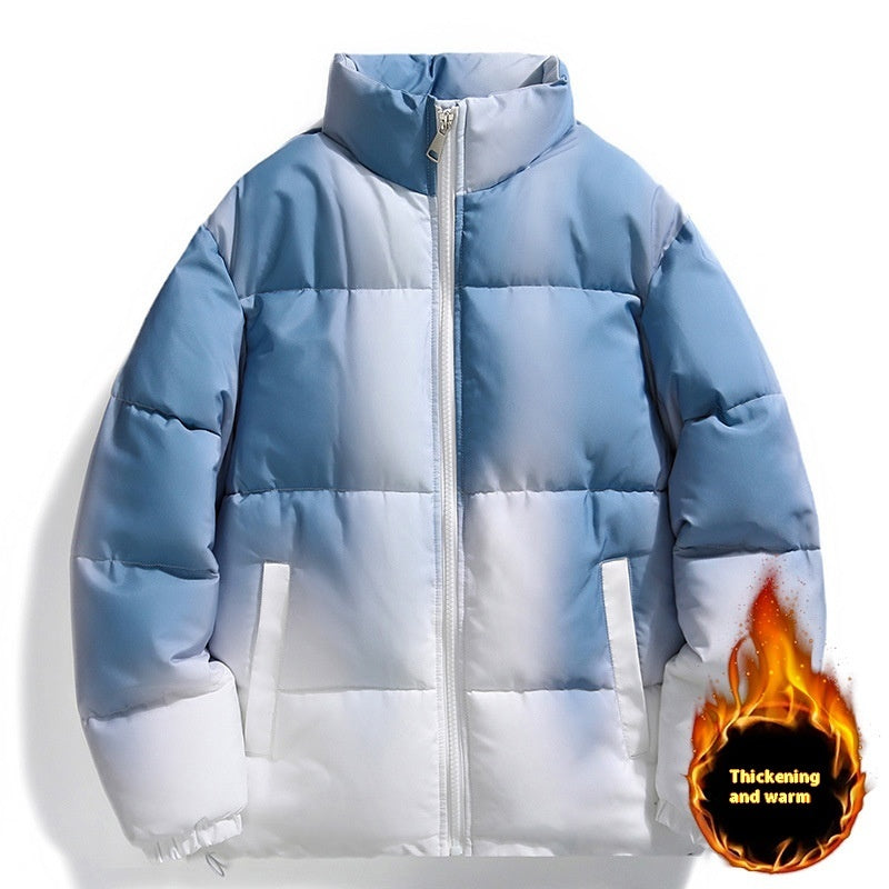 Stand-Collar Gradient Plush Jacket