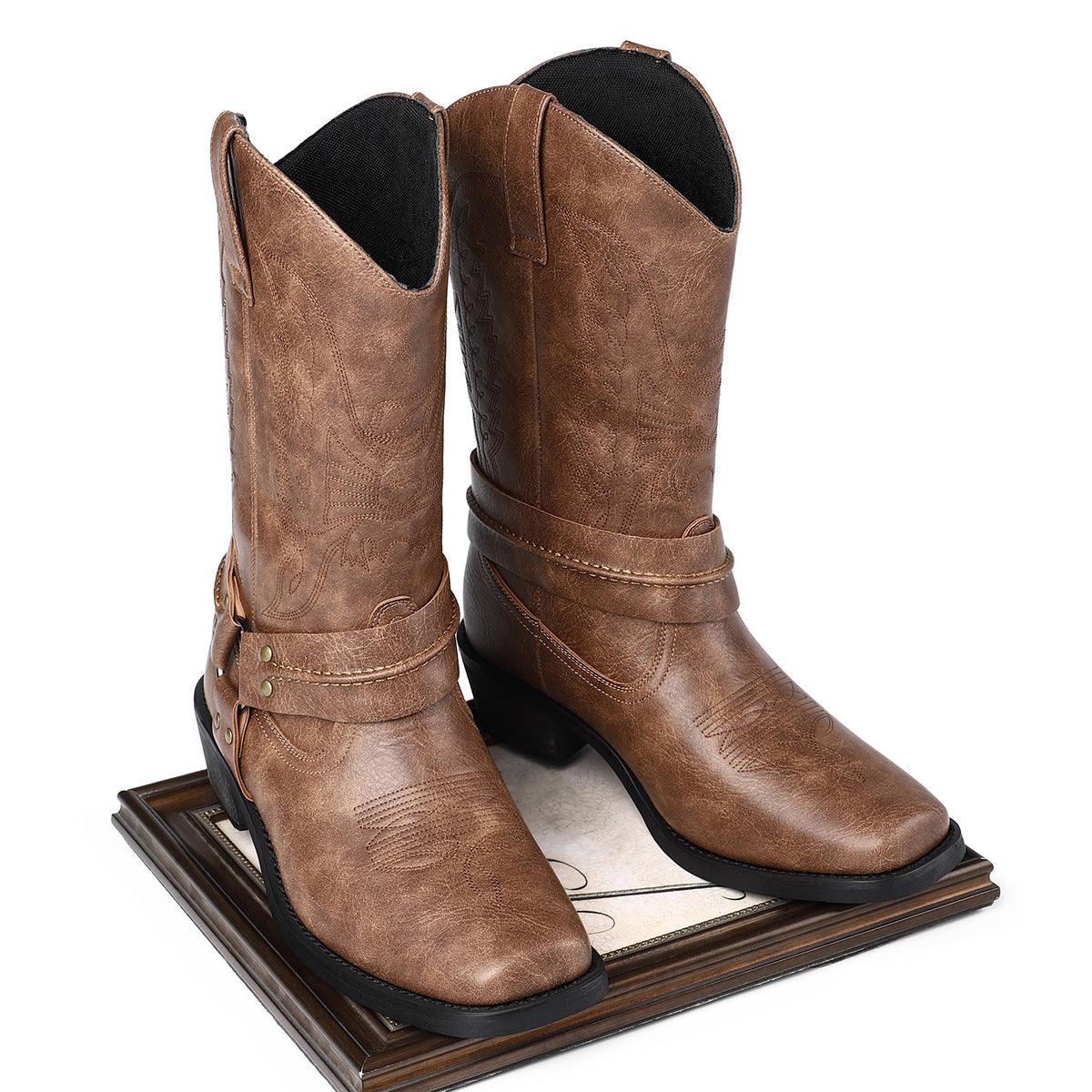Men's Casual Heeled Leather Boots