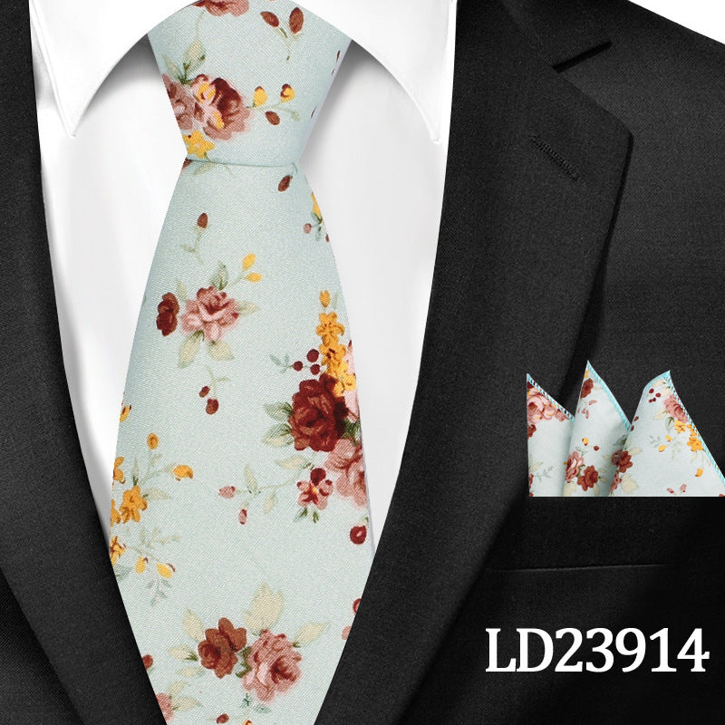 Floral Print 6cm Tie & Pocket Square Set