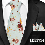 Casual Cotton Floral Print 6cm Casual Tie Pocket Square Suit