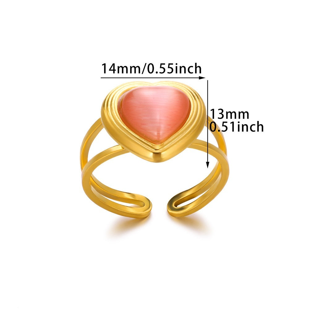 Stainless Steel Heart Pendant Ring