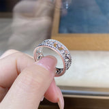 S925 Sterling Silver Hollow Water Drops Stackable Ring 8A Zircon