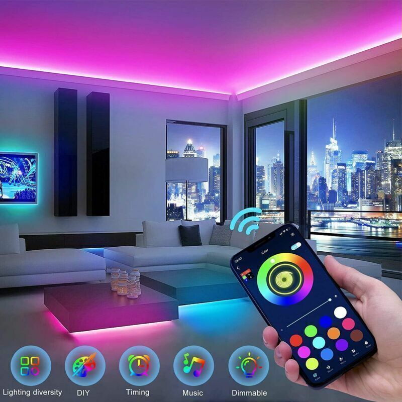 RGB LED Strip Lights with Bluetooth Remote