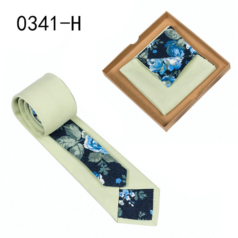 Floral Cotton Necktie & Pocket Square Set