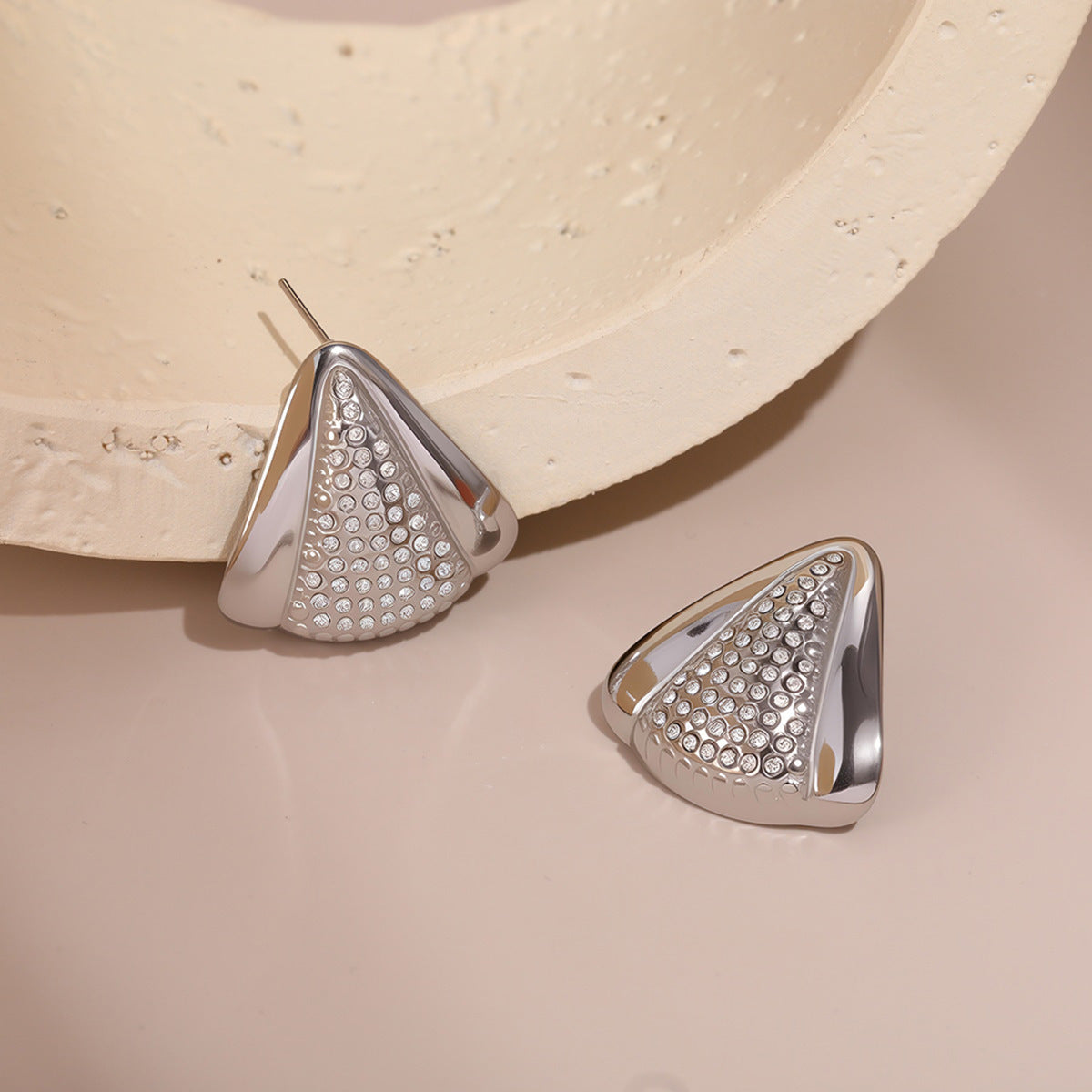 Geometric Diamond Stud Earrings