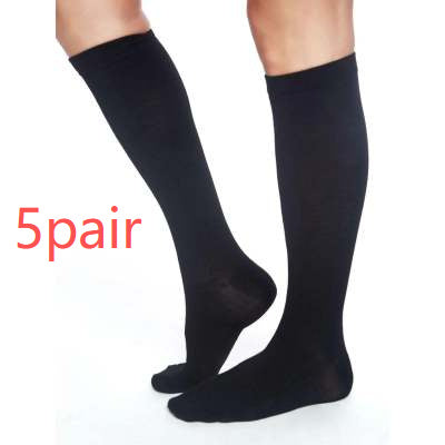 Black Striped Cotton Knee-High Socks