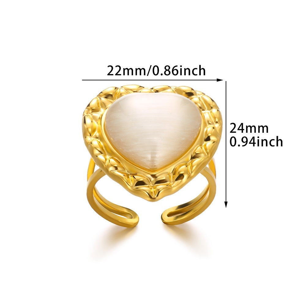 Stainless Steel Heart Pendant Ring