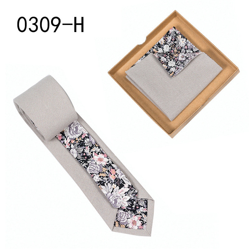 Floral Cotton Necktie & Pocket Square Set