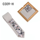 Men's Tie Floral Print Pocket Square Cotton Tie