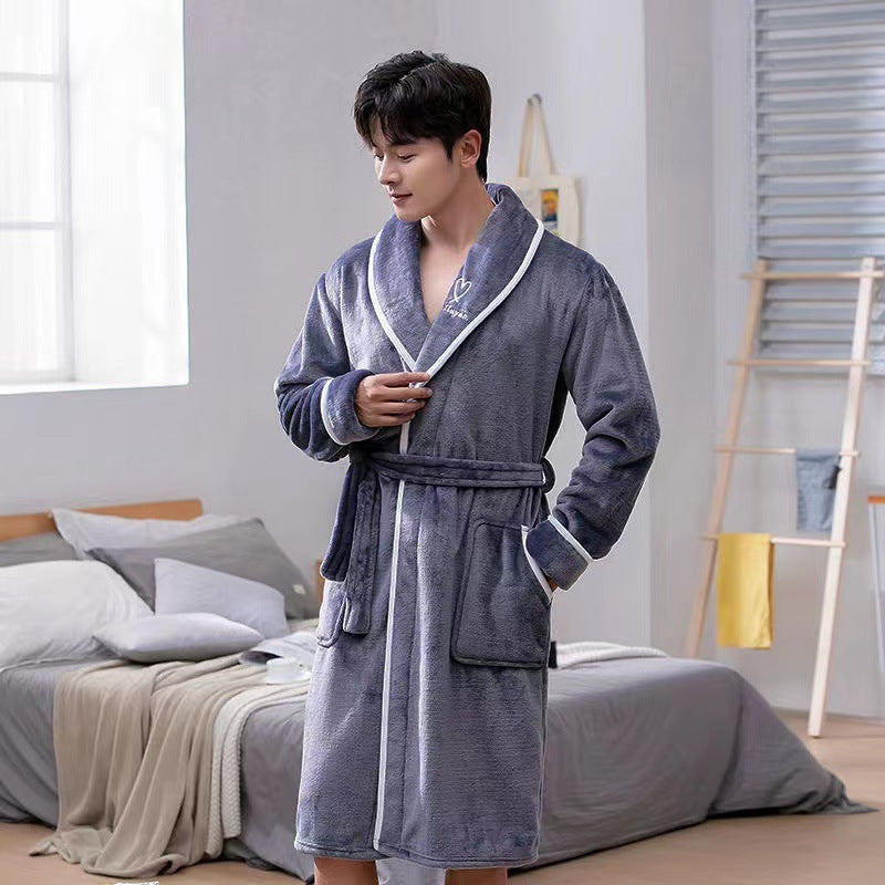 Men's Plush Oversize Flannel Bathrobe