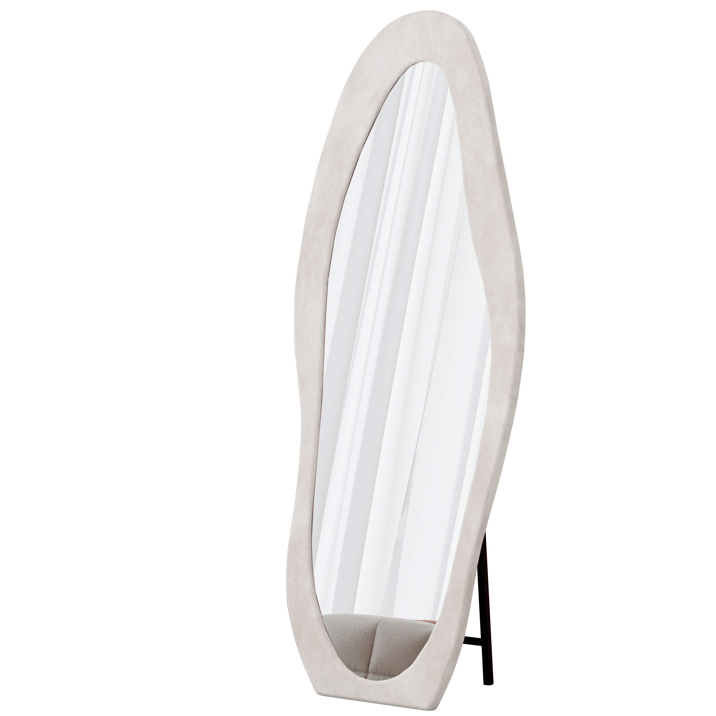 White Wavy Full-Length Floor Mirror — 63x24