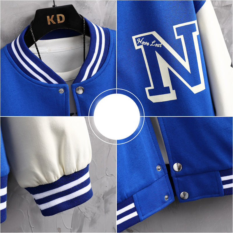 Men's Letter Print Color-Block Baseball Jacket