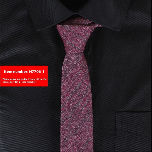 Solid Color Korean Style Narrow Cotton Men's 6cm Formal Wear Business Casual Wedding Tie