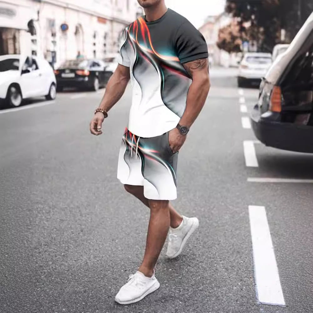 Men's Print Tee & Shorts Set — 2-Piece