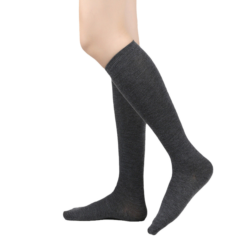Black Striped Cotton Knee-High Socks
