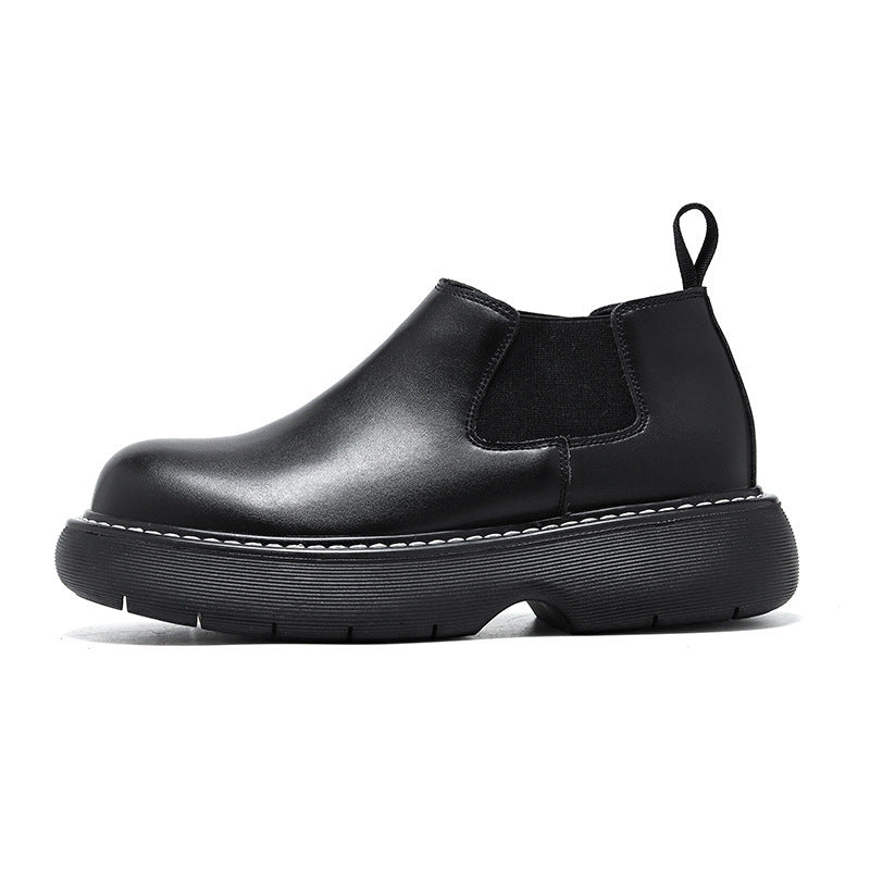 Black Round-Toe Thick-Sole Martin Boots