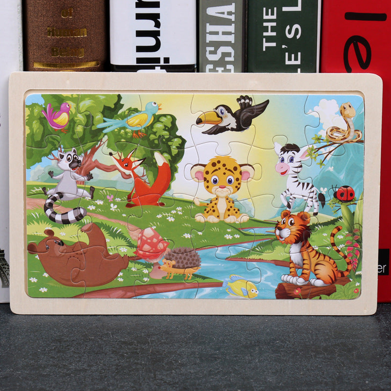 80pc Wooden Animal Puzzle Toy Set