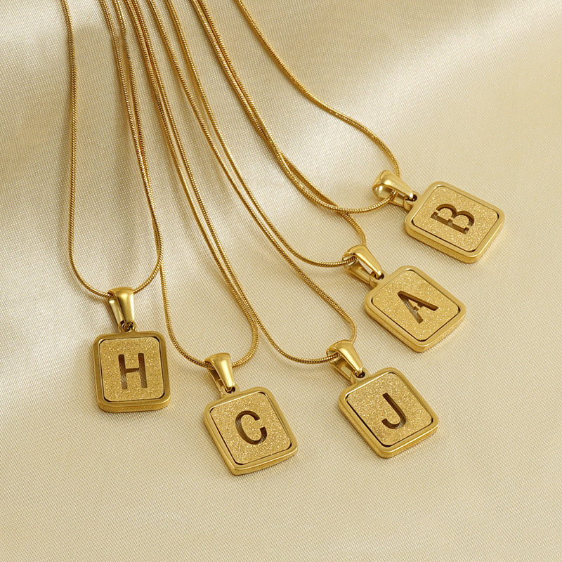 18K Gold Hollow Square Letter Necklace