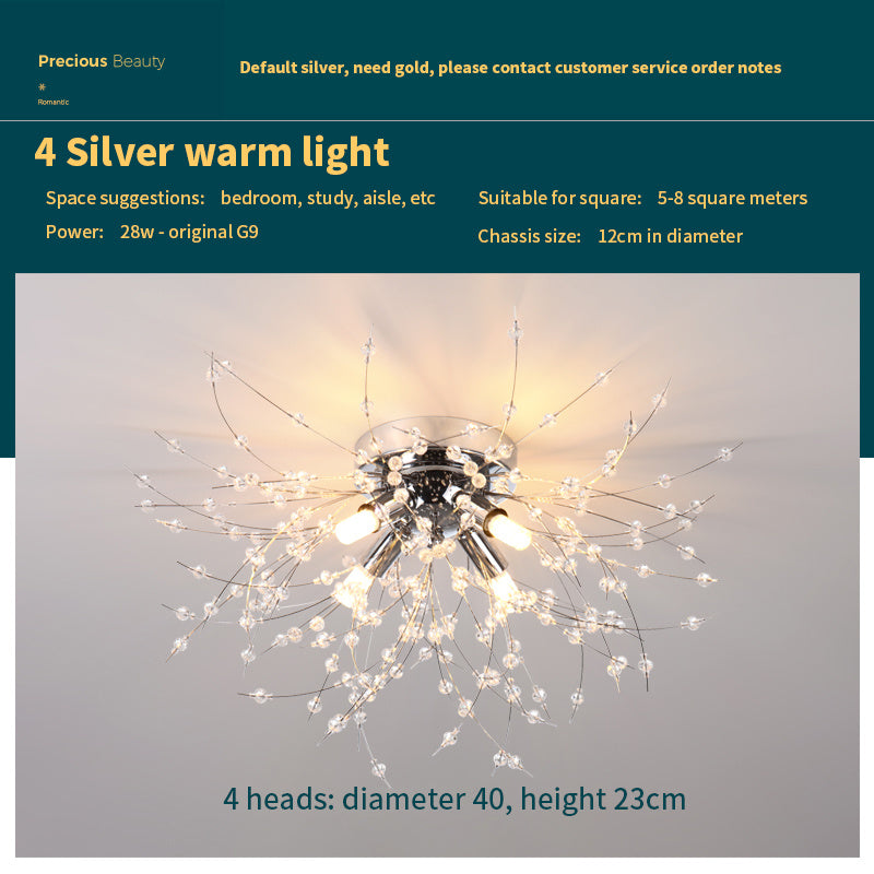 Dandelion Crystal Bedroom Ceiling Lamp